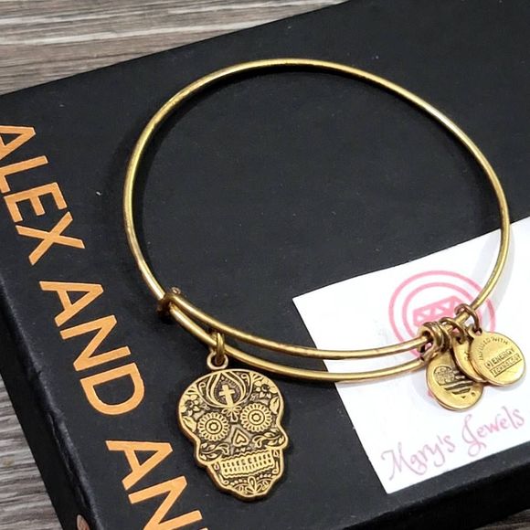 Alex and Ani Calavera Charm Bracelet in Rafaelian Gold - Picture 2 of 5